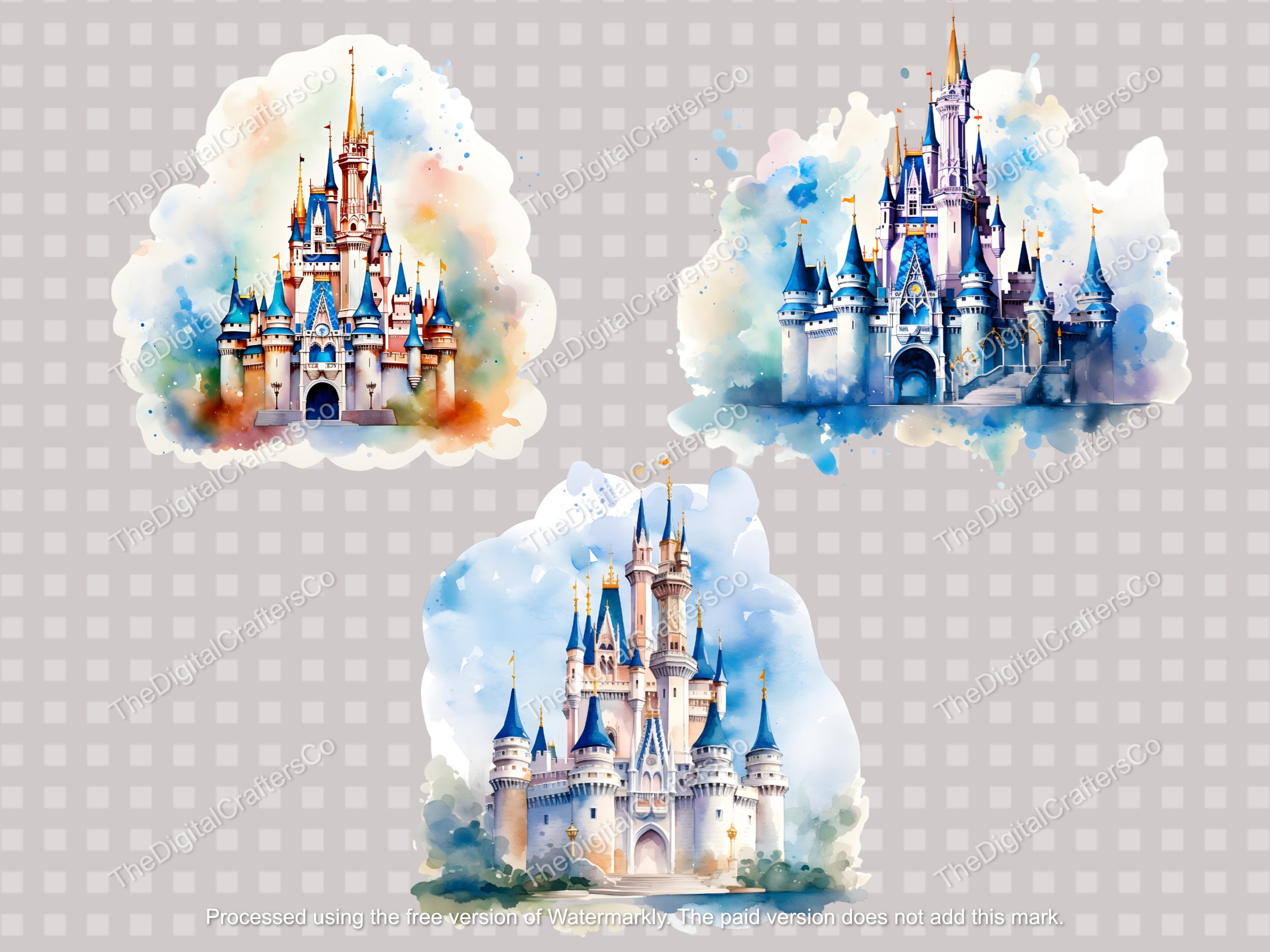 Watercolor Princess Castle Clipart Set, Fairy Tale Clip Art (digital ...