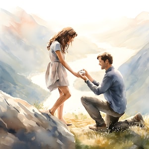 20 PNG de haute qualité pour proposition de mariage, clipart aquarelle imprimable Will You Marry Me clipart, journal indésirable