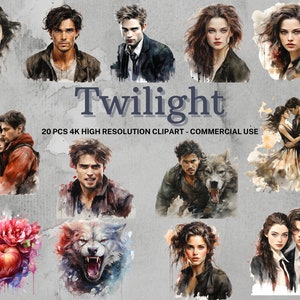 Twilight SVG PNG Sammlung | Aquarell Twilight Clipart | Sofort Download | 20 Hochwertige PNG