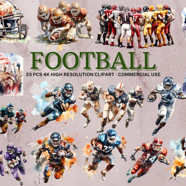 Football SVG Collection | Watercolor Football Clipart | Football PNG | Football Sticker | Instant Download | 22 High Quality PNG