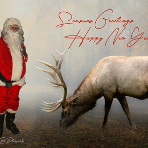 Cartes de Noël et bonne année, cartes de Noël, cartes postales de voeux de saison, cartes de père Noël, cartes de Noël Rudolf, cartes pour la saison de Noël.