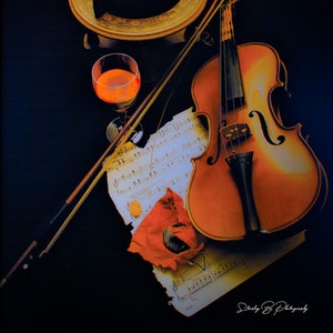 Violin of my uncle - violin photograph, sheet music, Home decor. Wine. Christmas gift. Canvas or prints. Violin image. Rembrandt style image