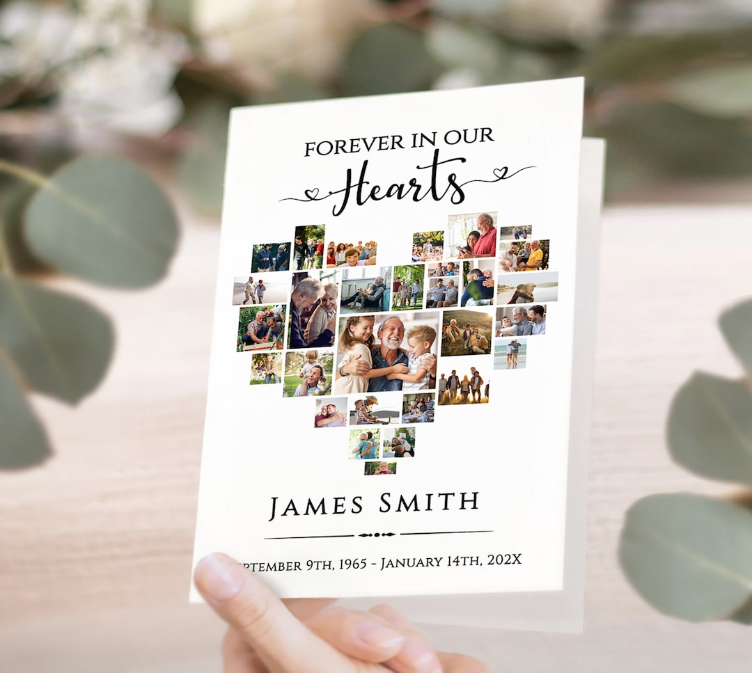 Forever in Our Hearts Funeral Program Template • Editable Memorial to ...