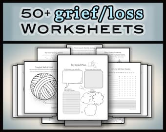 50 Grief Worksheets Bundle for Loss, Healing, and Recovery • Grief Journal Printable Download • Therapy Work Sheets Bereavement • Grieving