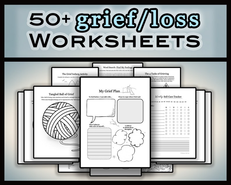 50 Grief Worksheets Bundle for Loss, Healing, and Recovery • grief