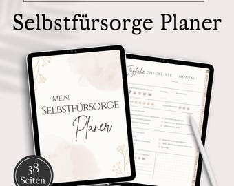 Self-care planner, gratitude mindfulness, mood diary, mental health, reflection, self-development self-love PDF German