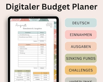 Digital Budget Planner, Money Saving Beginner Set, Household Book Template Tablet, Budget Sheets iPad, Monthly Financial Planner German Beige