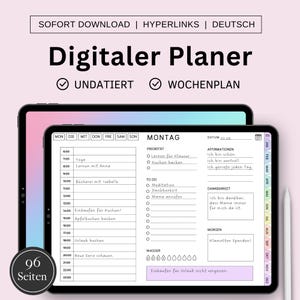 Digital Planner German Undated, iPad Planner, Hyperlinked Weekly Planner, Bullet Journal, GoodNotes Calendar, 2025 Planner Landscape Format Colorful