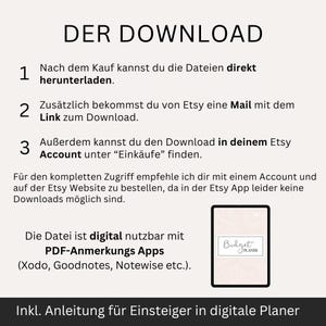 Planner di budget digitale, set per principianti per risparmiare denaro, modello di libro di famiglia per tablet, fogli di budget per iPad, planner finanziario mensile beige tedesco immagine 9