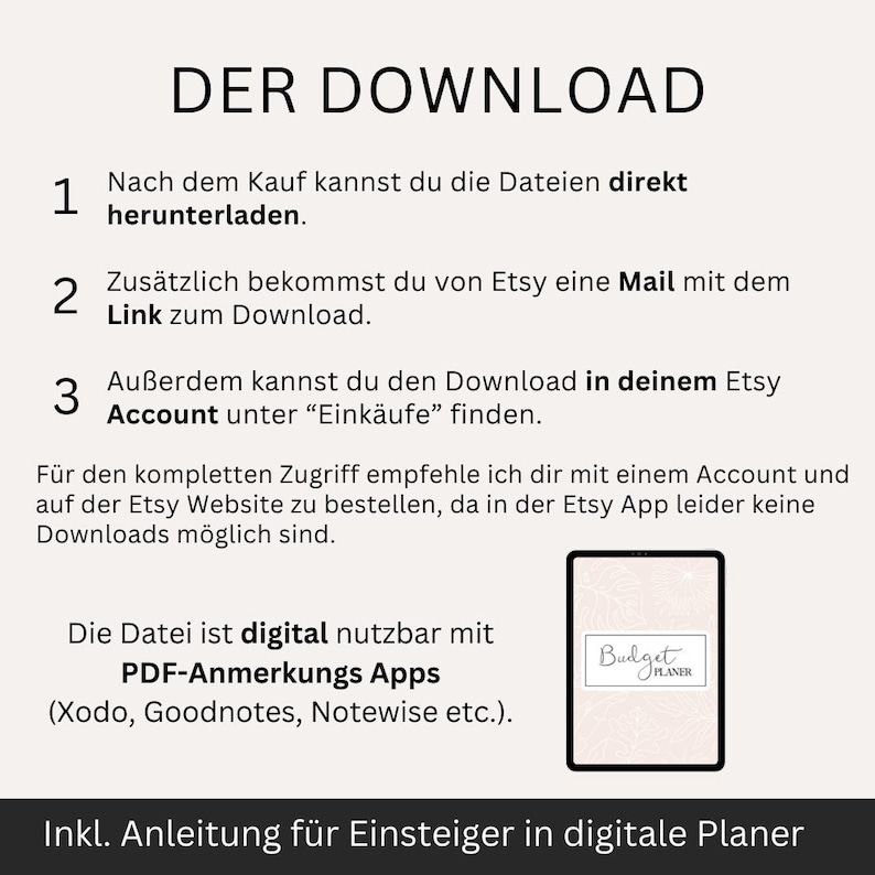Planner di budget digitale, set per principianti per risparmiare denaro, modello di libro di famiglia per tablet, fogli di budget per iPad, planner finanziario mensile beige tedesco immagine 9