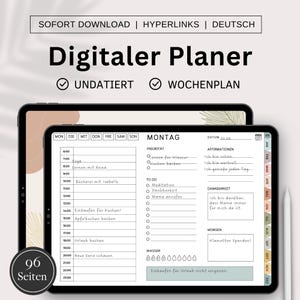 Könnte beinhalten: Ein digitaler Planer mit einer wöchentlichen Aufteilung. Der Planer ist undatiert und hat einen hellbraunen Hintergrund mit einem grün-weißen Blattdesign. Der Planer enthält Abschnitte für tägliche Aufgaben, Affirmationen, Dankbarkeit und Wasseraufnahme. Der Planer enthält auch einen Abschnitt für Notizen und einen Abschnitt für eine To-Do-Liste. Der Planer ist 96 Seiten lang.