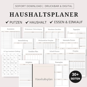 Piano per la casa, pacchetto piano di pulizia, modello di piano di pulizia, set di liste di controllo primaverili, download digitale PDF per bambini e famiglie in tedesco