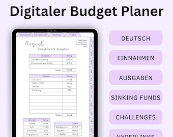 Digital Budget Planner, Money Saving Beginner Set, Household Book Template Tablet, Budget Sheets iPad, Monthly Financial Planner German