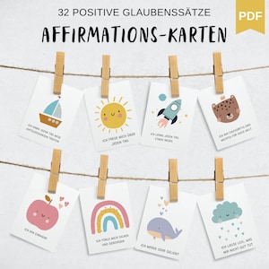 Affirmation cards for children, encouragement and positive beliefs, children's encouraging cards, mindfulness and self-love, kindergarten child