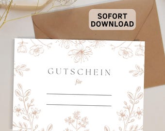 Voucher to print, voucher template, voucher card, gift voucher birthday gift girlfriend, coupon digital download