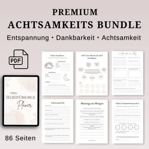 Mindfulness Gratitude Relaxation Bundle, Self-Care Set, 5 Minute Reflection, Digital Mindfulness Journal, Self Care German