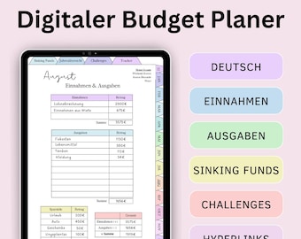 Digital Budget Planner, Money Saving Beginner Set, Household Book Template Tablet, Budget Sheets iPad, Monthly Financial Planner German