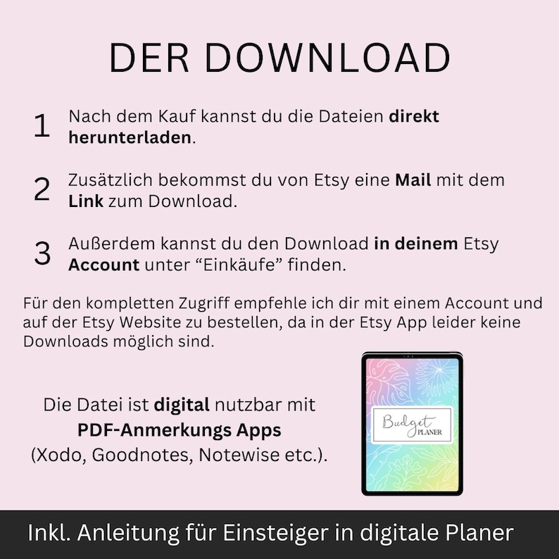 Digital Budget Planner, Money Saving Beginner Set, Household Book Template Tablet, Budget Sheets iPad, Monthly Financial Planner German image 9