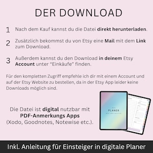 Planner digitale tedesco senza data, Planner per iPad, Planner settimanale con collegamento ipertestuale, Bullet Journal, Calendario GoodNotes, Planner 2025 colorato immagine 10