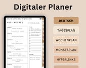 Digitaler Planer Deutsch Undatiert, iPad Planer, Hyperlinked Wochenplaner, Bullet Journal, GoodNotes Kalender, 2025 Planer Braun