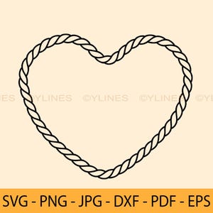 Lasso svg, Heart rope svg, Heart rope border, Heart rope frame, heart shaped rope, heart rope clipart Svg Png Dxf Eps Jpg Pdf, d48