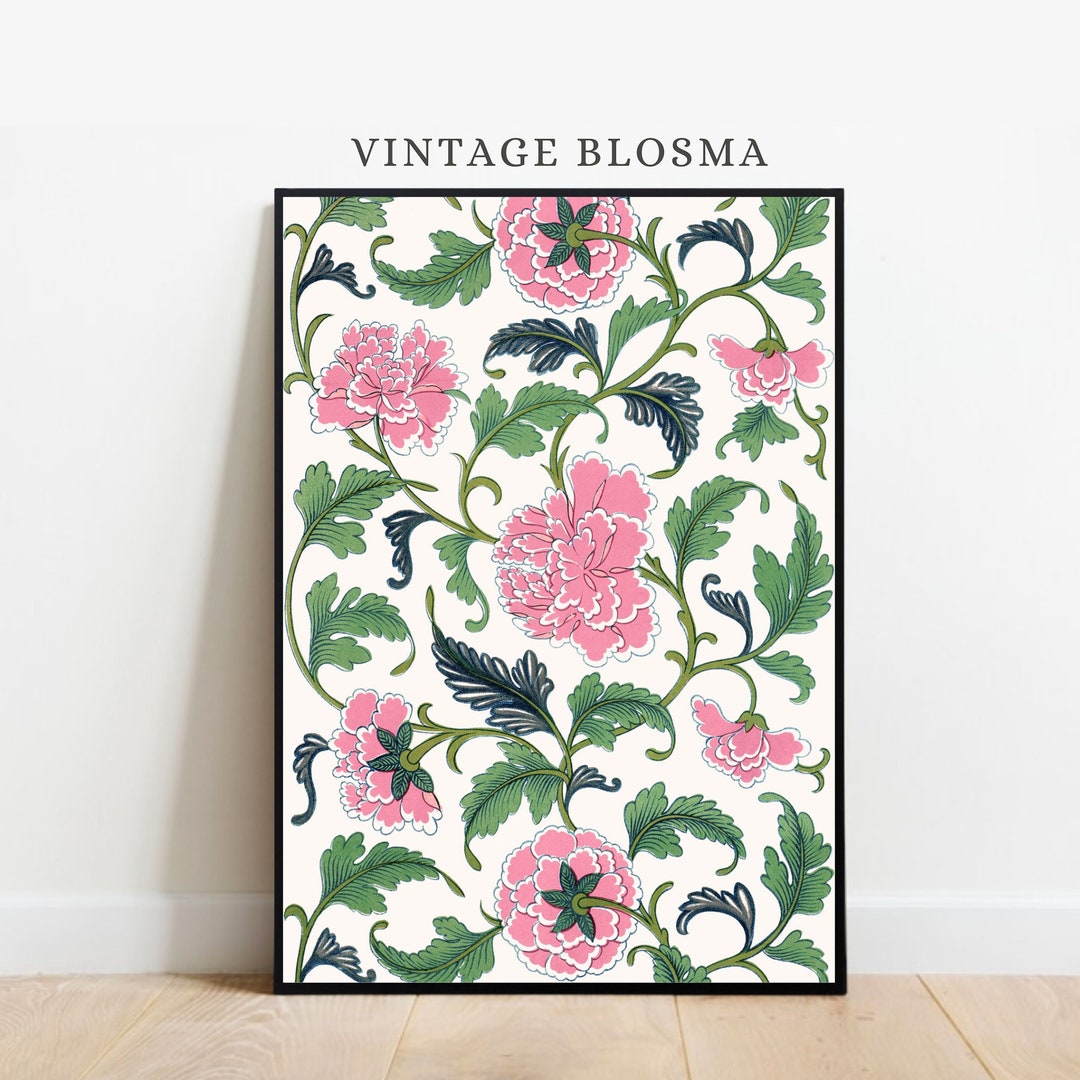 Light Pink Wall Art Pink Flowers Wall Art Chinoiserie Etsy