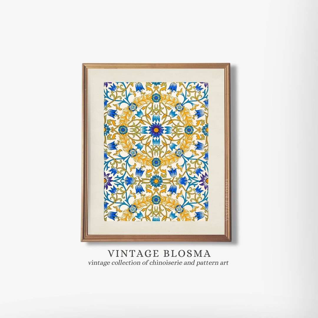 Burnt Orange and Navy Blue Artwork Middle Eastern Wall Art Etsy