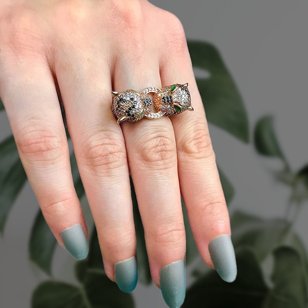 Emerald Panther Ring Etsy