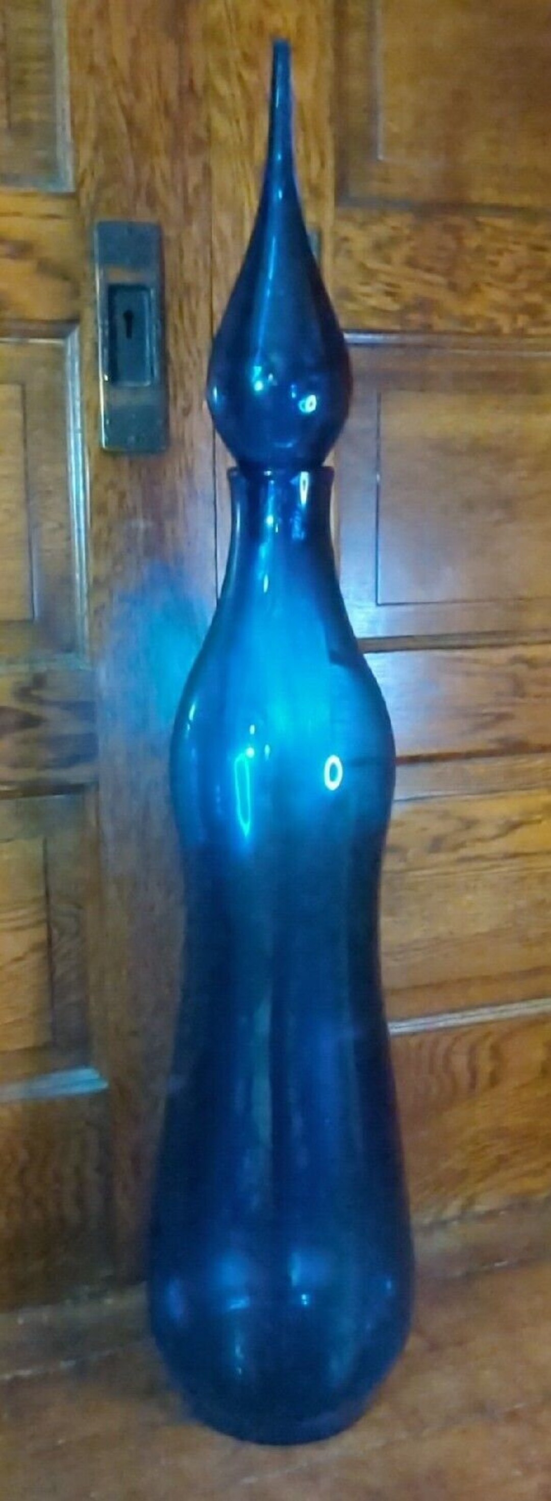 Original Antique Blenko Hand Blown Glass Blue Floor Decanter Etsy