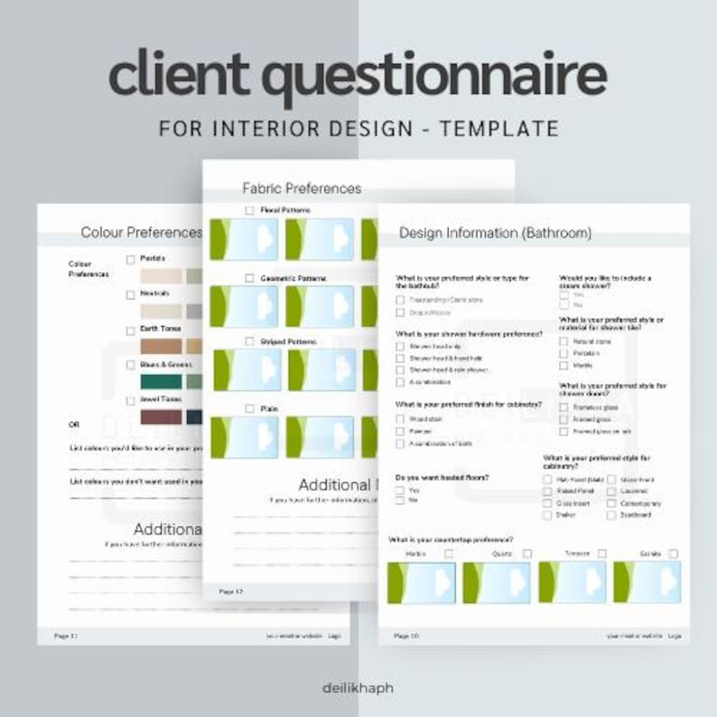 Interior Design CLIENT QUESTIONNAIRE Template - Etsy