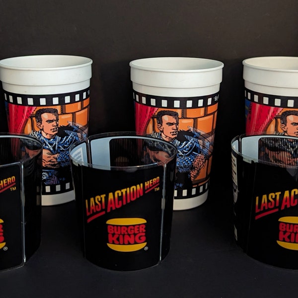 Burger King 1993 Plastic Cup (1) from Last Action Hero, a Movie Starring Schwarzenegger as Jack Slater, a Los Angeles Police Detective