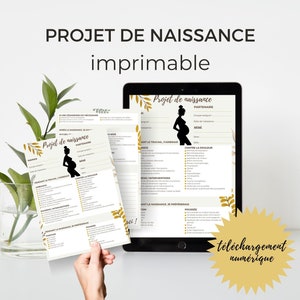Projet/plan de naissance téléchargeable et imprimable à compléter. Préparation accouchement/Accueil bébé. Travail, naissance et post-partum.