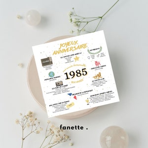 Carte d'anniversaire 39 ans téléchargeable et imprimable. Année de naissance 1985. Décoration/Cadeau de dernière minute/PDF à imprimer/Fête.
