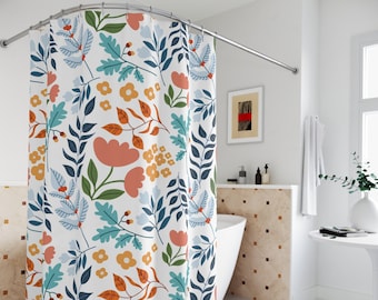 Colorful Floral Botanical Shower Curtain, Wildflowers, Cottagecore Shower Curtain, Whimsical Bath Decor, Floral Shower Curtain, Bath Decor