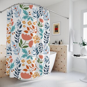 Colorful Floral Botanical Shower Curtain, Wildflowers, Cottagecore Shower Curtain, Whimsical Bath Decor, Floral Shower Curtain, Bath Decor