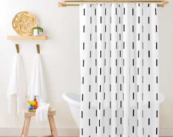 Minimalist Mudcloth Simple Shower Curtain Geometric Shower Curtain Black and White Shower Curtain Minimalist Modern Farmhouse Bathroom Decor