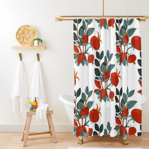 Pomogranate Boho Shower Curtain Fruit Shower Stall Curtain, Summer Bathroom Cute Shower Curtain, Girly Shower Curtain, Bathroom Decor Idea