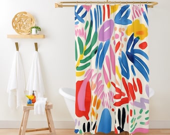 Abstract Henri Matisse Shower Curtain Colorful Boho Mid-Century Shower Curtain Modern Bathroom Decor Unique New Apartment Art Shower Curtain