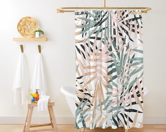 Palm Leaves Shower Curtain Green Shower Curtain Tropical Forest Bath Decor  Hawaiian Bathroom Curtains Summer Jungle Cute Shower Curtains