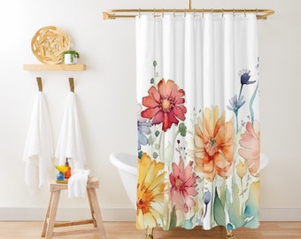 Watercolor Floral Shower Curtain Botanical Shower Curtain Girly Shower Curtain Cute Shower Curtain Shabby Chic Shower Curtain Garden flowers