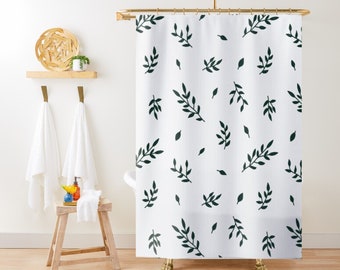 Leaves Shower Curtain Tropical Green Shower Curtain Modern Bathroom Decor for New Apartment Bathroom, Cute Shower Curtain Boho Green Leaves