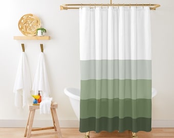 Sage Green Shower Curtain Boho Simple Minimalist Shower Curtain Striped Bath Curtain Coastal Modern Beach House Decor Sage Green Bath Decor
