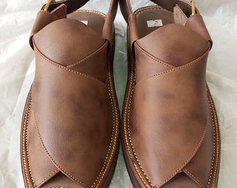 Handmade Genuine Leather Peshawari Chappal, Kaptaan Sandal