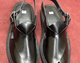 Handgefertigte Leder Peschawori Chappal, Kaptaan Style Sandale