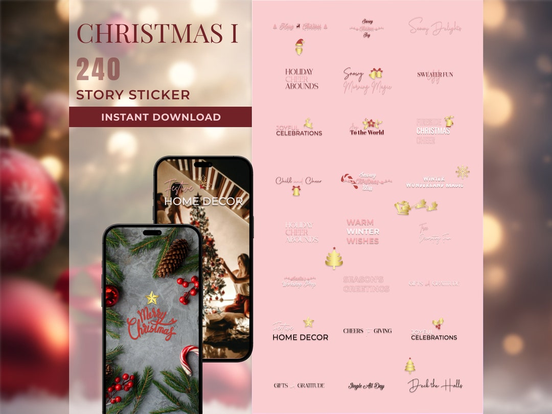 Christmas Instagram Story Stickers, Winter Snow Theme (digital Download ...