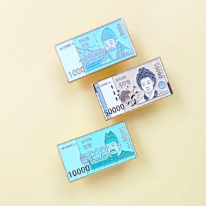 Korean Money Enamel Pin – 1,000 / 10,000 / 50,000 Won Notes | K-Drama Inspired Gift Badge