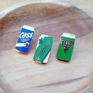 Korean Drink Enamel Pin – Chilsung Cider, Cass Beer, Terra Beer Badge | K-Drama Gift, Korean Culture Pin