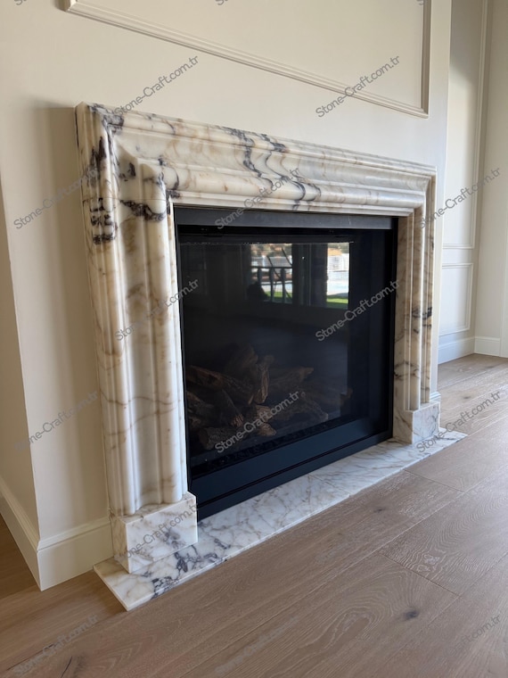 Bespoke Calacatta Marble Fireplace Surround – Custom Luxury Mantle Frame