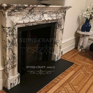 Modern Marble fireplace suuround - Custom made mantle - modern fireplace - Calacatta Marble fireplace surround - Calacatt viola fireplace