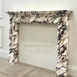 Modern Marble fireplace suuround - Custom made mantle - modern fireplace